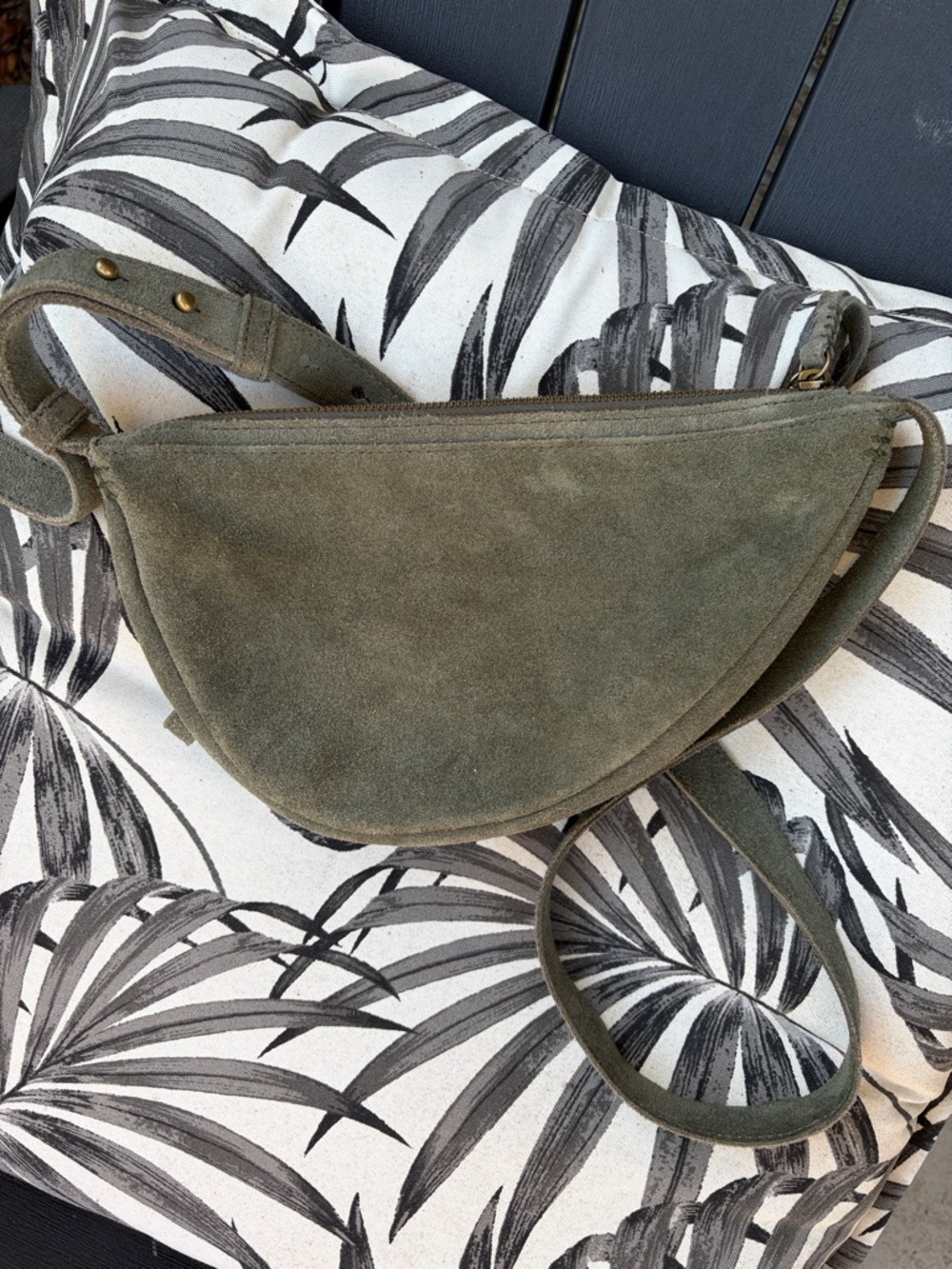 The Sak Olive Green Suede Crescent Crossbody